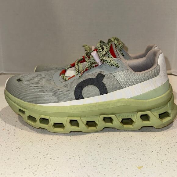 Women's On Cloudmonster Comfort running Shoes Size 9 White/Green - Picture 2 of 8